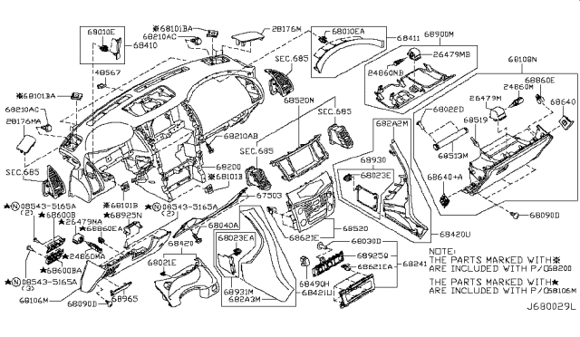 2018 Nissan Armada Instrument Panel,Pad & Cluster Lid Diagram 2