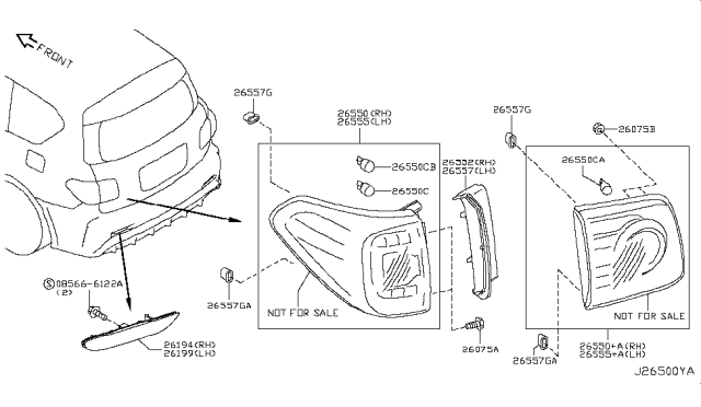 2018 Nissan Armada Combination Lamp Assy-Rear,RH Diagram for 26550-5ZU2A