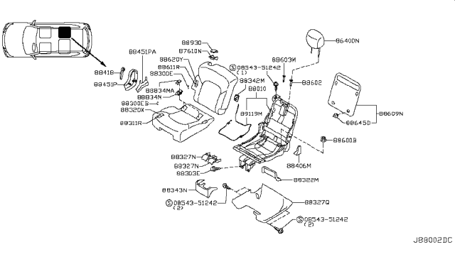 2018 Nissan Armada Rear Seat Diagram 5