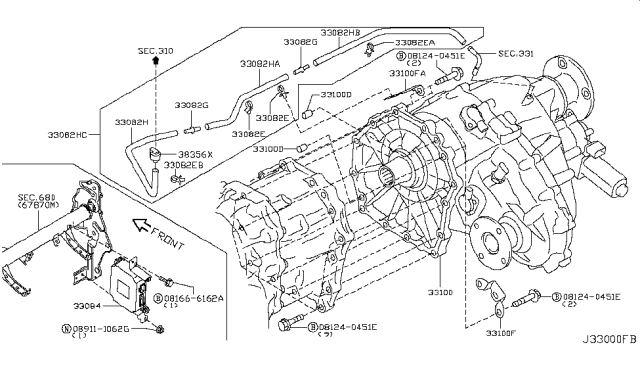 2018 Nissan Armada Transfer Assembly & Fitting Diagram