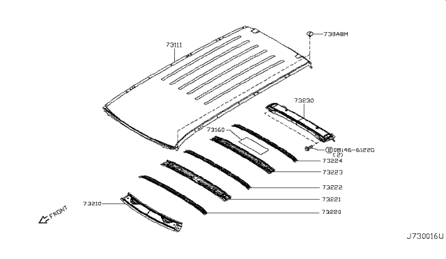 2018 Nissan Armada Roof Panel & Fitting Diagram 1