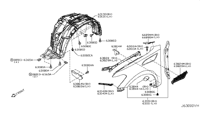 2018 Nissan Armada Cover-Front Fender Drip,LH Diagram for 63829-1ZS0A