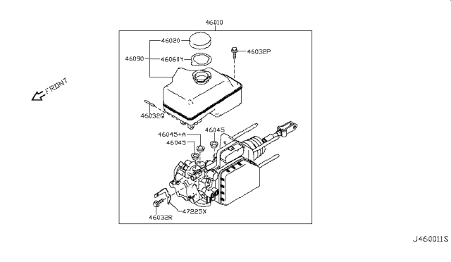 2019 Nissan Armada Cylinder Brake Master Diagram for 46010-5ZA7B