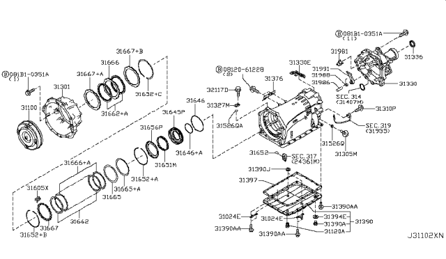 2018 Nissan Armada Extension Assy-Rear Diagram for 31330-1XR0D