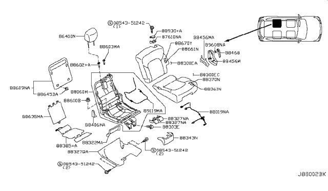 Frame And Power Unit-Rear Seat,LH Diagram for 88060-6JD0A