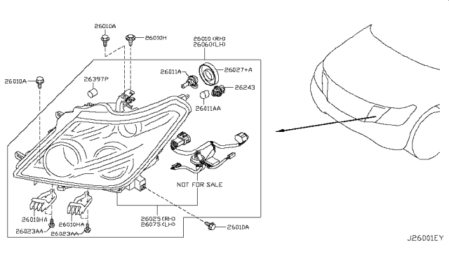 2018 Nissan Armada Housing Assy-Headlamp,RH Diagram for 26025-5ZW0A