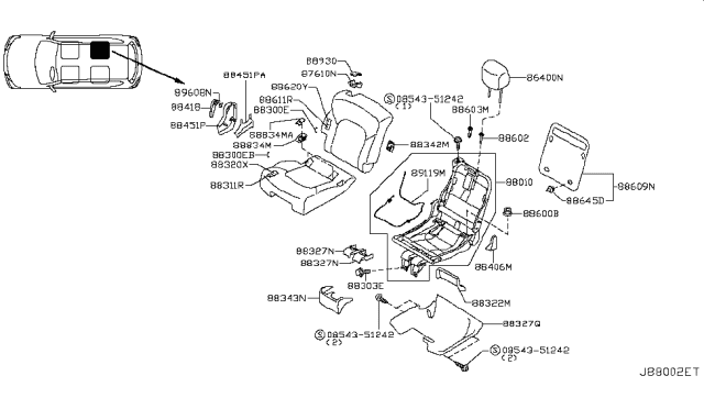 2019 Nissan Armada Rear Seat Diagram 14