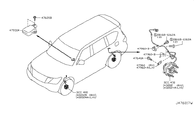 2019 Nissan Armada Sensor Assy-Gravity Diagram for 47931-3JA0B