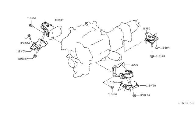 2019 Nissan Armada Engine & Transmission Mounting Diagram 1