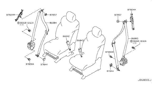 2018 Nissan Armada Tongue Belt Assembly, Pretensioner Front Left Diagram for 86885-5ZW0C