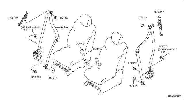 2018 Nissan Armada Front Seat Right Buckle Belt Assembly Diagram for 86842-1LE0A