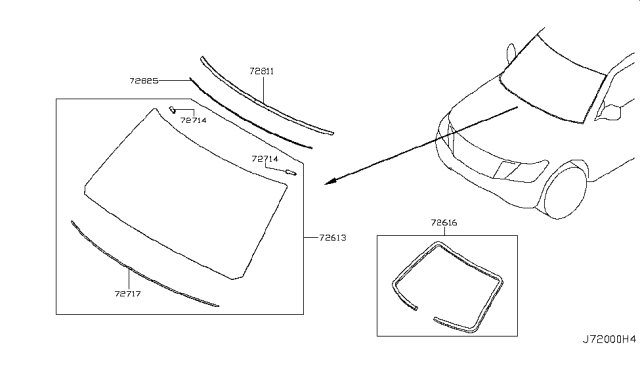 2018 Nissan Armada Windshield Glass Diagram for G2700-6GX7C