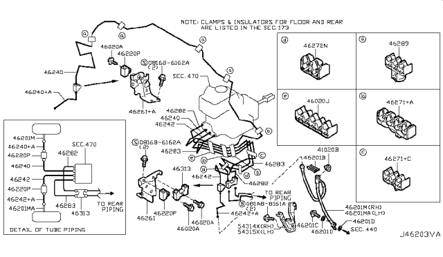 2019 Nissan Armada Tube Assy-Brake,Front RH Diagram for 46240-1LA2B