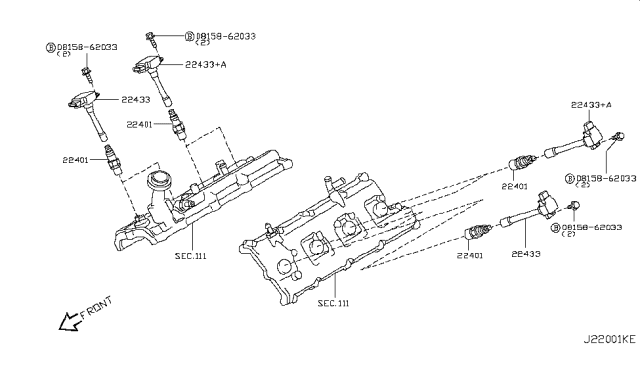 2019 Nissan Armada Ignition Coil Assembly Diagram for 22448-1LA0B
