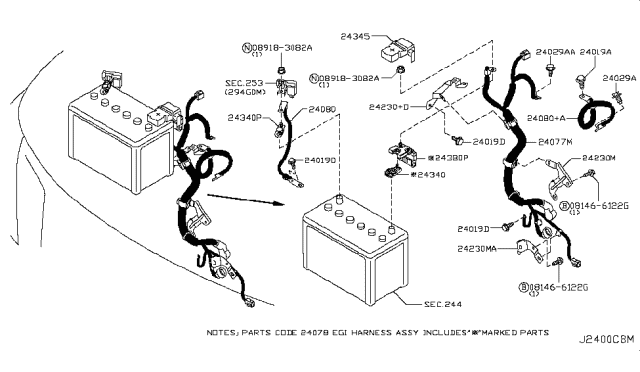 2018 Nissan Armada Harness Assy-Engine Diagram for 24077-5ZM0A