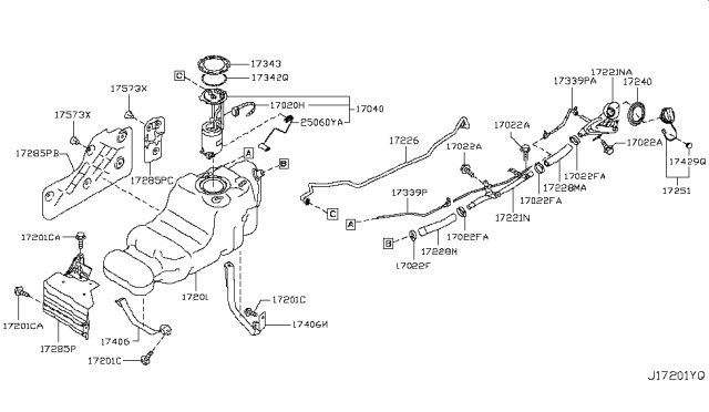 2018 Nissan Armada Plate-Lock,Fuel Gauge Diagram for 17343-EA000