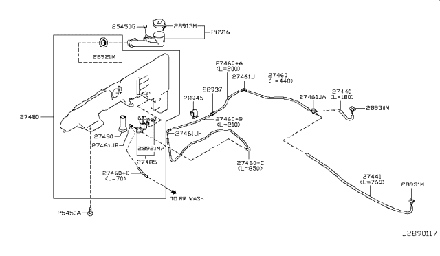 2019 Nissan Armada Packing Washer Motor Diagram for 28921-5ZA0A