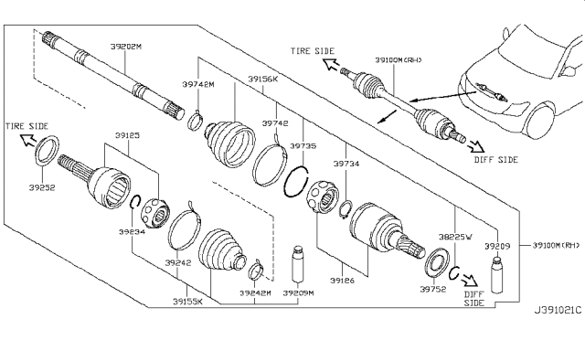 2019 Nissan Armada Front Drive Shaft (FF) Diagram 1