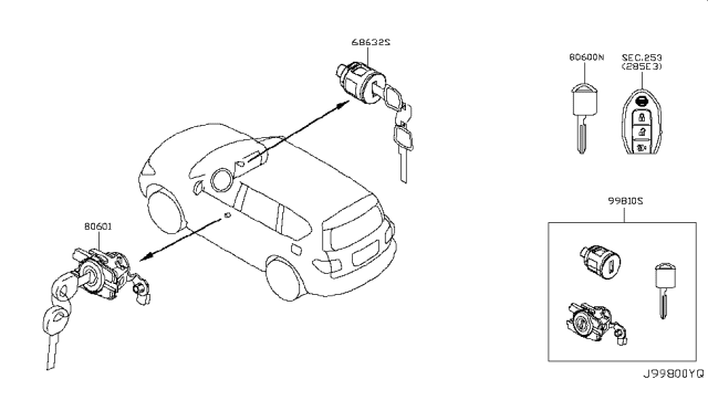 2019 Nissan Armada Key Set & Blank Key Diagram