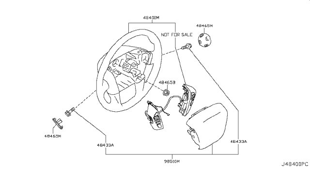 2019 Nissan Armada Steering Wheel Assembly Without Pad Diagram for 48430-6GY5B