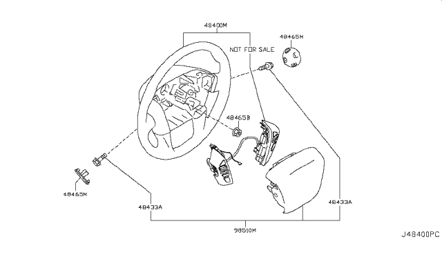 2019 Nissan Armada Steering Wheel Assembly W/O Pad Diagram for 48430-5ZW1A