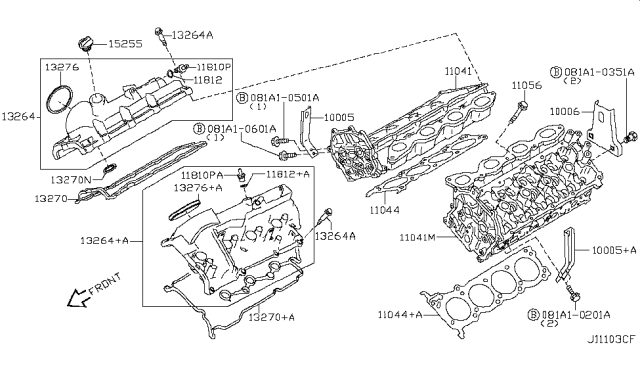 2019 Nissan Armada Cylinder Head Diagram for 11040-EZ33A