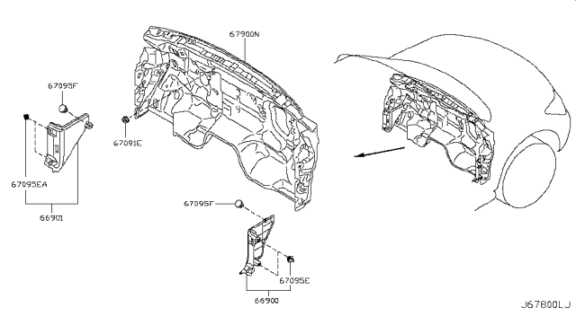 2019 Nissan Armada FINISHER Side LH Blu Diagram for 66901-1LA0B