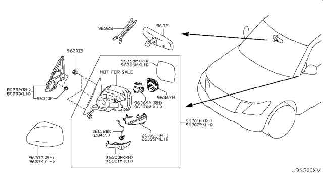 2018 Nissan Armada Inside Mirror Diagram for 96321-6FL1A