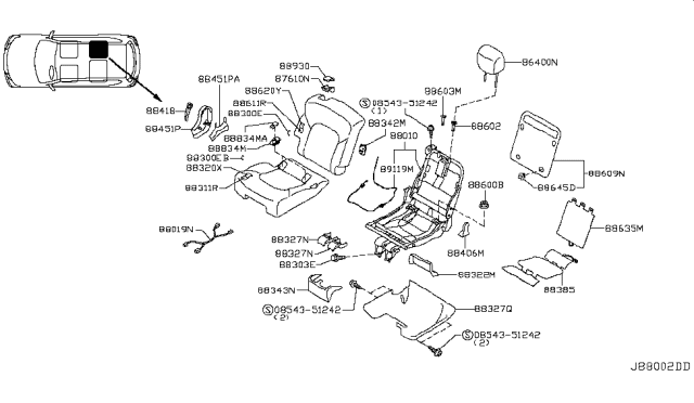 2019 Nissan Armada Rear Seat Diagram 7