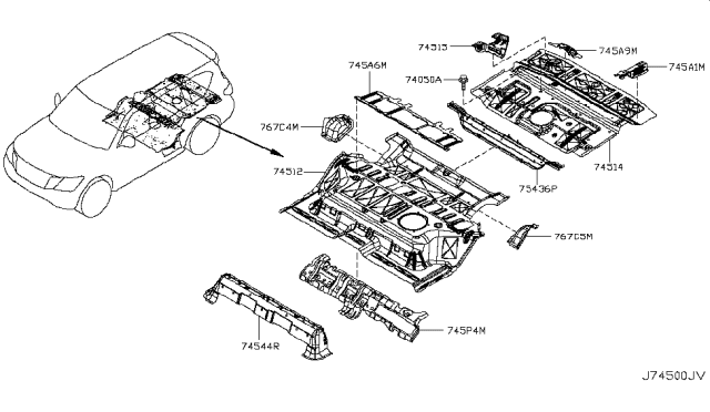 2018 Nissan Armada Bracket Assy-Trim Mounting,LH Diagram for 745A1-1LA0A