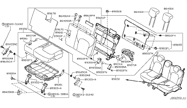 2018 Nissan Armada Protector-Cushion, Rear Seat Diagram for 88321-ES00A