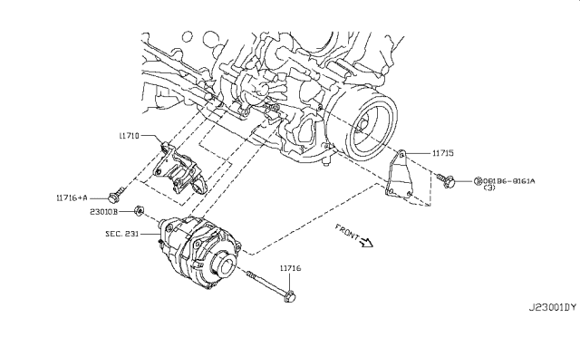 2018 Nissan Armada Bar-Adjust ALTERNATOR Diagram for 11715-1LA0A