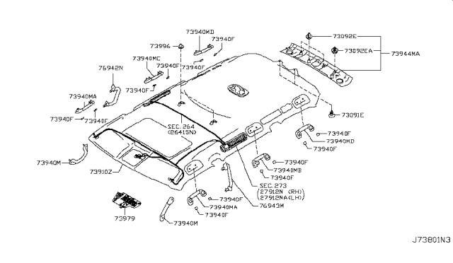 2018 Nissan Armada Grip Assembly-Assist Diagram for 73940-1A62A