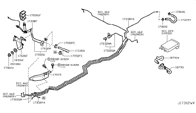 2018 Nissan Armada Tube EVAPOLATION Diagram for 17335-1LA1A