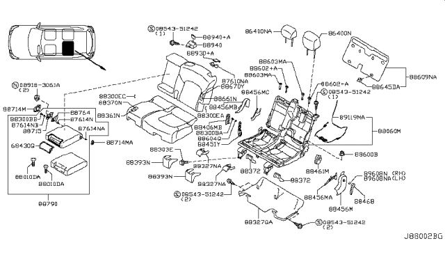 2018 Nissan Armada Rear Seat Diagram 2