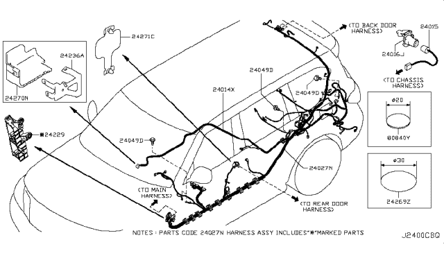 2018 Nissan Armada Harness-Body,LH Diagram for 24017-6JD0C