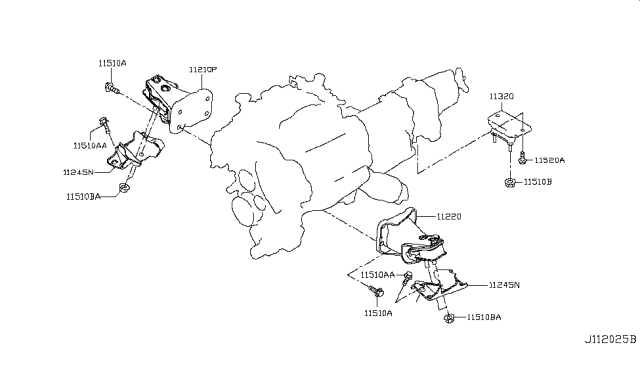 2018 Nissan Armada Engine Mounting Support, Front Diagram for 11252-5ZM0A