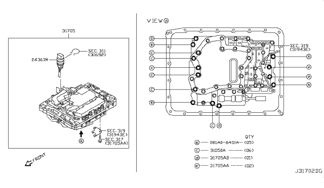 2018 Nissan Armada Control Valve (ATM) Diagram