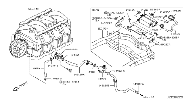2018 Nissan Armada Engine Control Vacuum Piping Diagram