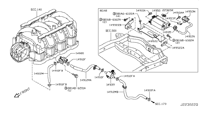 2019 Nissan Armada Bracket-Canister Diagram for 14952-1LA1A