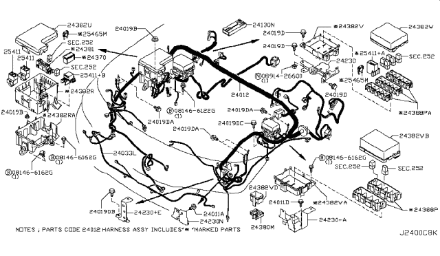 2018 Nissan Armada Harness-Engine Room Diagram for 24012-6JD0A