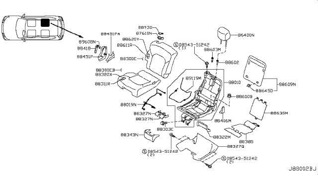 2018 Nissan Armada Rear Seat Diagram 13