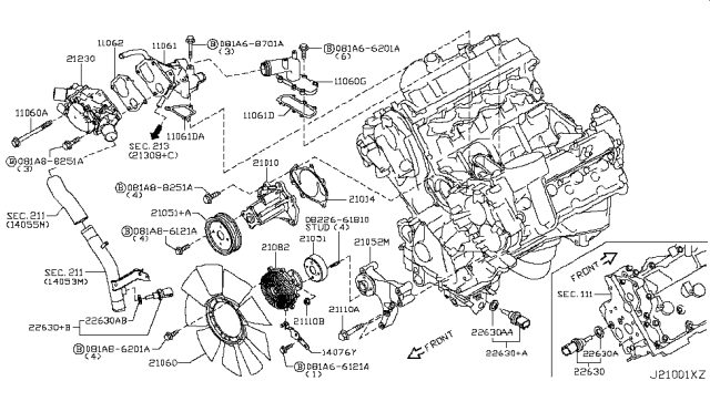 2019 Nissan Armada Engine Coolant Temperature Sensor Diagram for 22630-JA10A