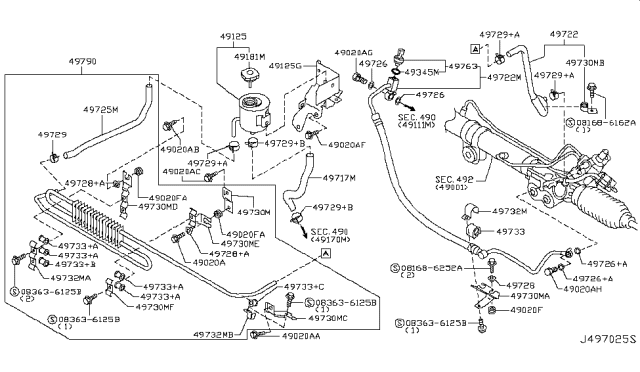 2018 Nissan Armada Oil Cooler Assy-Power Steering Diagram for 49790-5ZM0A