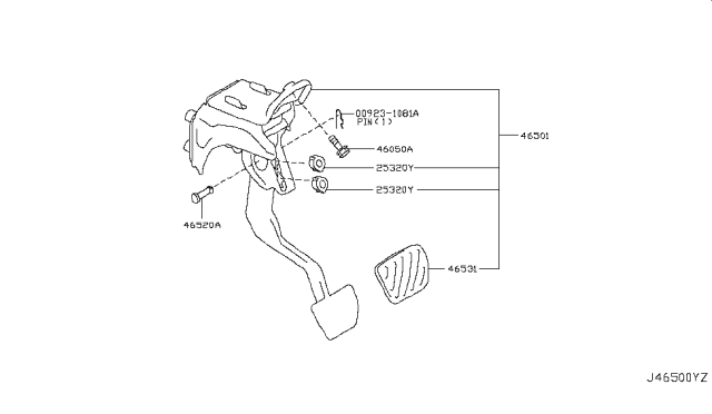 2019 Nissan Armada Brake & Clutch Pedal Diagram