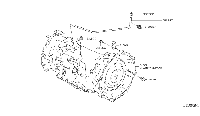 Automatic Transmission Assembly Diagram for 31020-X046D