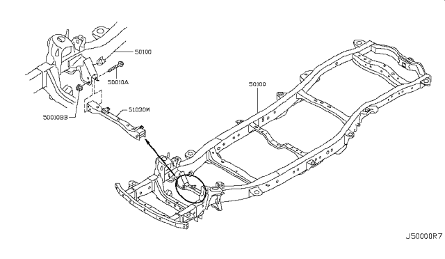 2019 Nissan Armada Member Assy-Cross,Front Suspension Rear Diagram for 51030-1LA1A