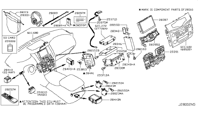 2019 Nissan Armada Controller Assy-Camera Diagram for 284A1-6GY0A