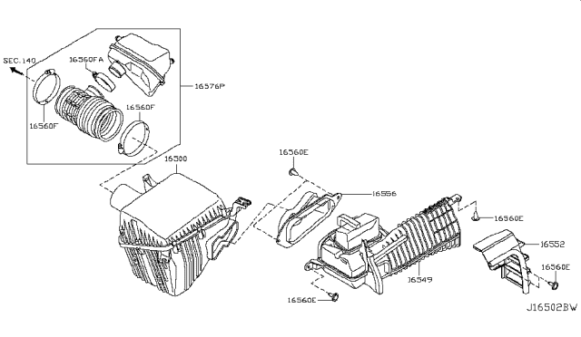 2018 Nissan Armada Duct Assembly-Air With RESONATOR Diagram for 16549-1LA0A