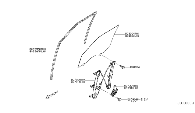 2019 Nissan Armada Glass Run Rubber-Front Door,RH Diagram for 80330-1LA1A